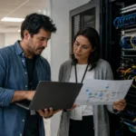 Equipo revisando la segmentación de red empresarial y sus zonas de seguridad
