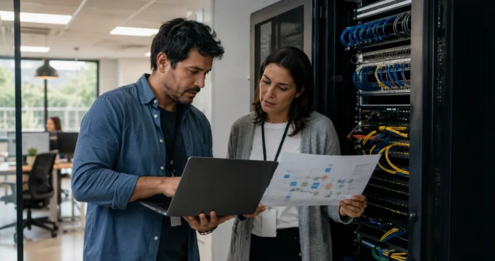 Equipo revisando la segmentación de red empresarial y sus zonas de seguridad