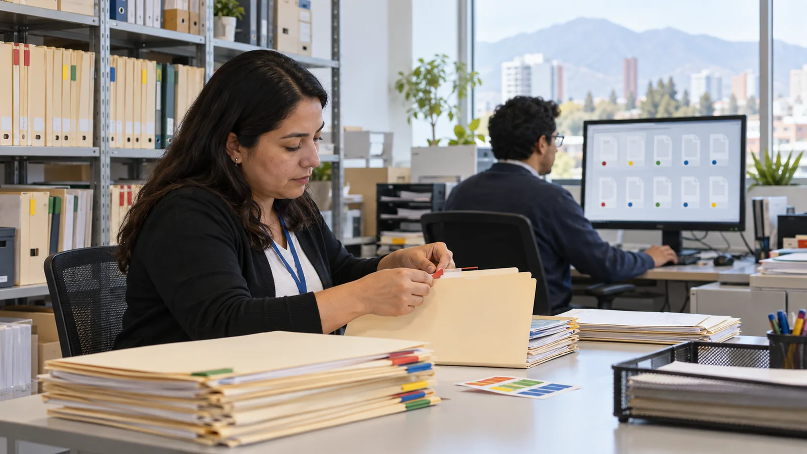 Equipo aplica categorías de clasificación de la información a documentos empresariales