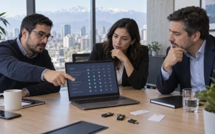 Equipo de TI, seguridad y gerencia revisa una matriz de accesos privilegiados