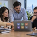 Equipo de negocio, TI y seguridad revisa aplicaciones SaaS utilizadas en la empresa