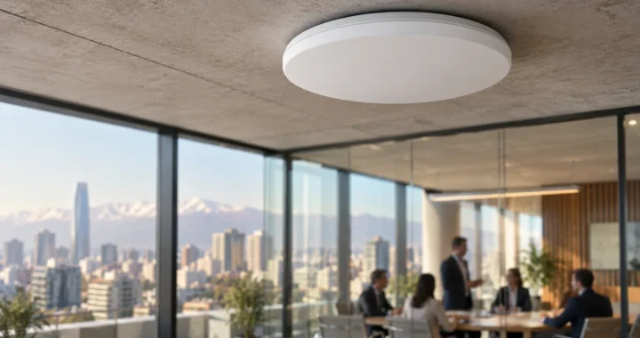 Punto de acceso del Wi-Fi empresarial instalado sobre una sala de reuniones