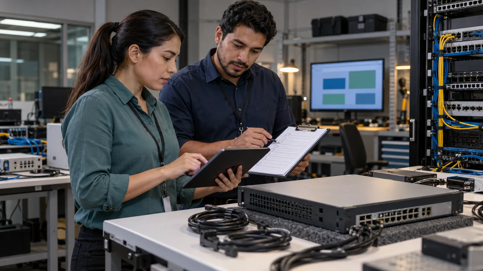 Equipo realiza una revisión técnica antes de poner un sistema en producción